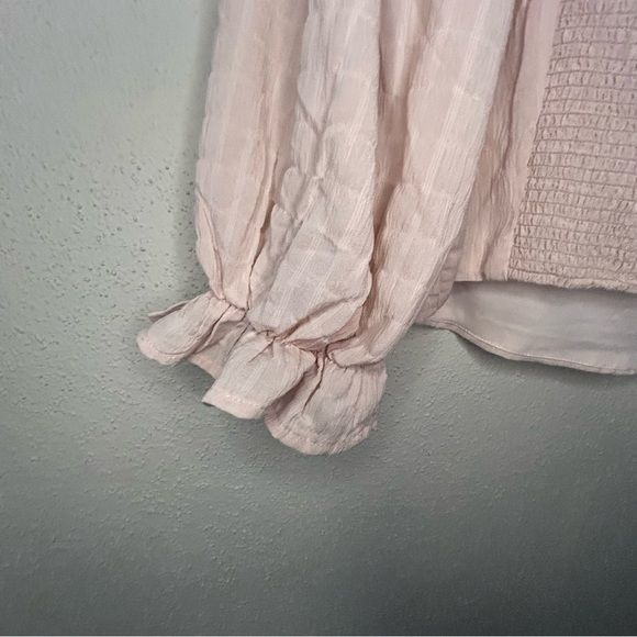 Altar'd State crop top beige size med half puffy sleeve square neck smock back - Picture 6 of 8